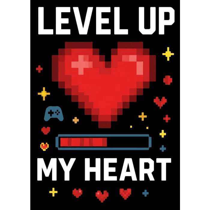 T-shirt z nadrukiem na Walentynki Level Up My Heart